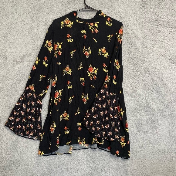 NWOT Free People Tate Floral print mock neck tunic mini dress open back bow L - Picture 7 of 12